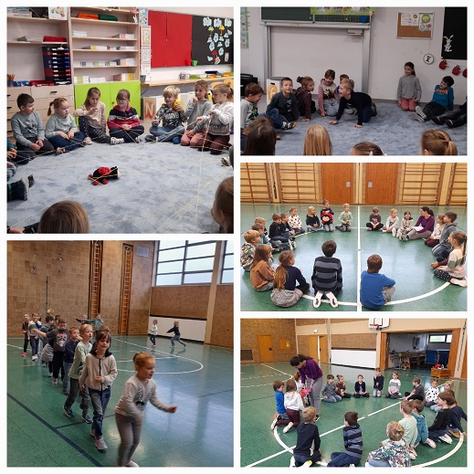 Erstes Treffen der Klassen 1a und 1b mit den Vorschülern